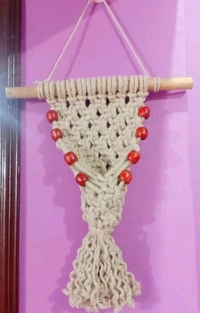 Handicraft Macrame  Thick knot Beads Festival off White  Wall Hanging/Wall Decor ForHome Office Toran -  Free Size, Cane,  Toran,  Pack of1